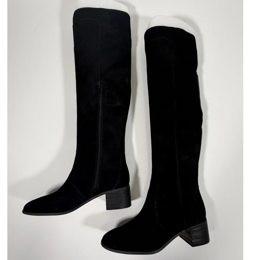 Corso Como Loval Black Suede Tall Boots Minimalist Old Money Quiet Luxury 9.5M